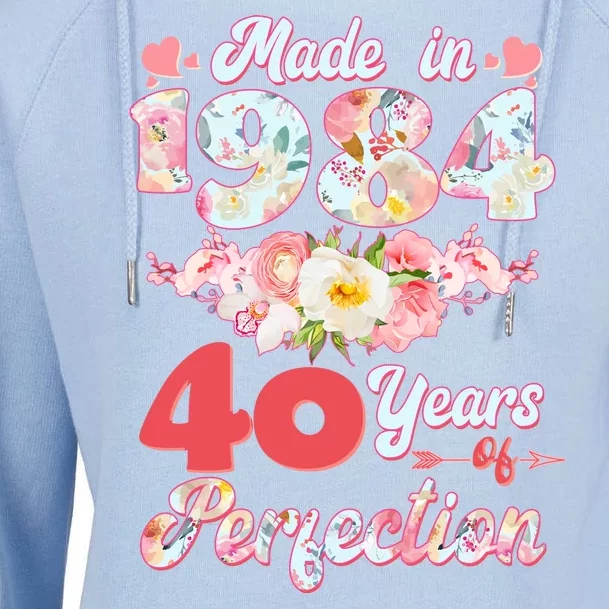 Flower Floral Made In 1984 40 Years Of Perfection Womens Funnel Neck Pullover Hood