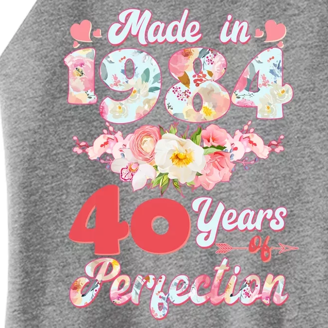 Flower Floral Made In 1984 40 Years Of Perfection Women’s Perfect Tri Rocker Tank