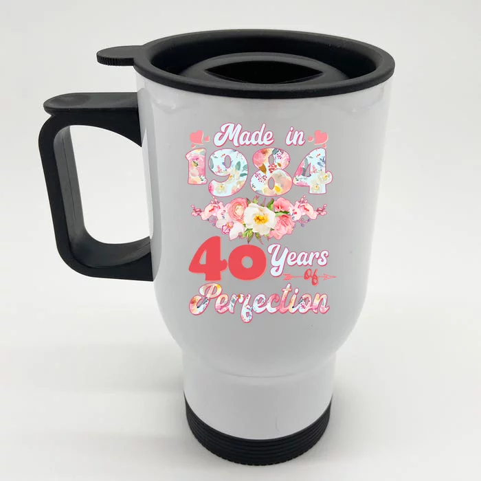 Flower Floral Made In 1984 40 Years Of Perfection Front & Back Stainless Steel Travel Mug