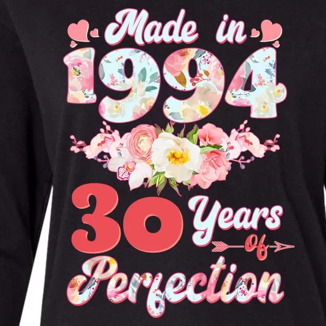 Flower Floral Made In 1994 30 Years Of Perfection Womens Cotton Relaxed Long Sleeve T-Shirt