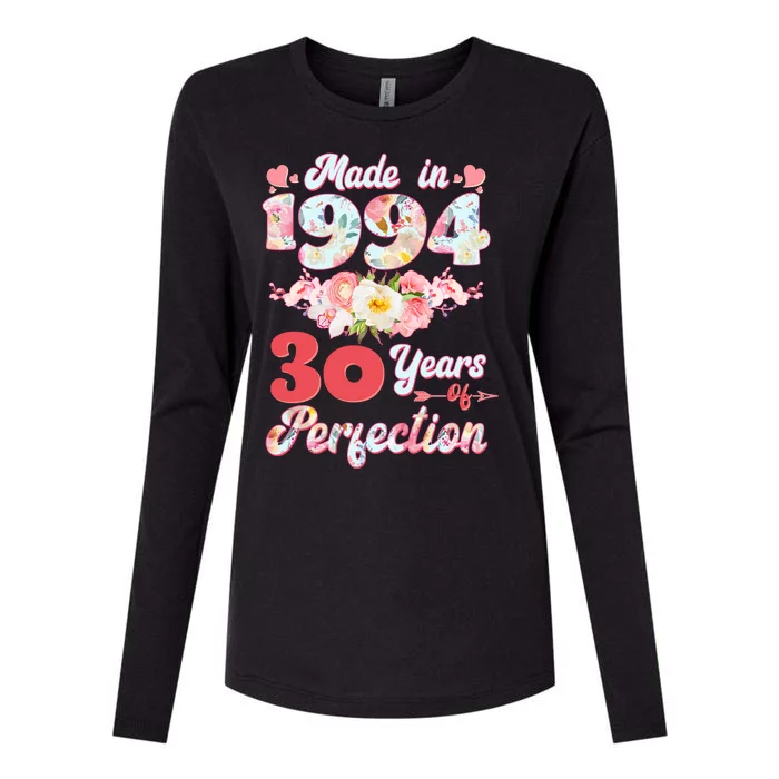 Flower Floral Made In 1994 30 Years Of Perfection Womens Cotton Relaxed Long Sleeve T-Shirt