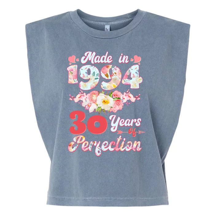 Flower Floral Made In 1994 30 Years Of Perfection Garment-Dyed Women's Muscle Tee