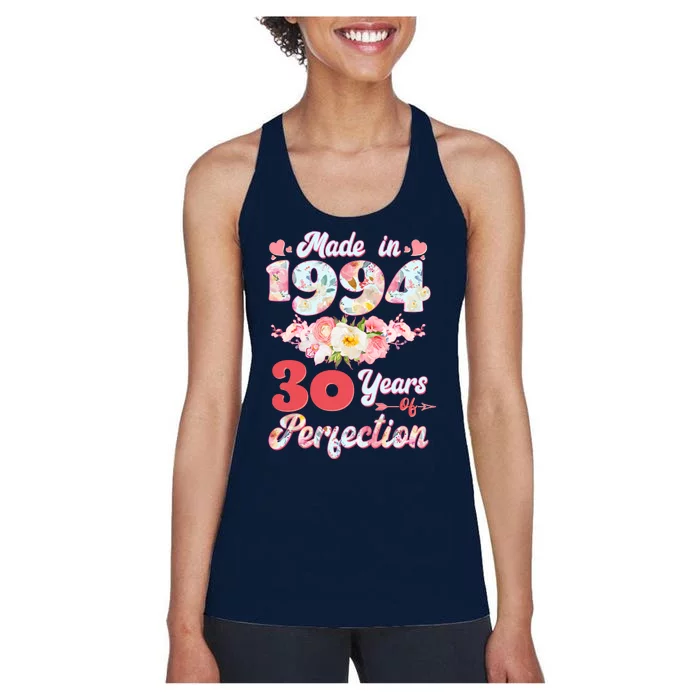 Flower Floral Made In 1994 30 Years Of Perfection Women's Racerback Tank