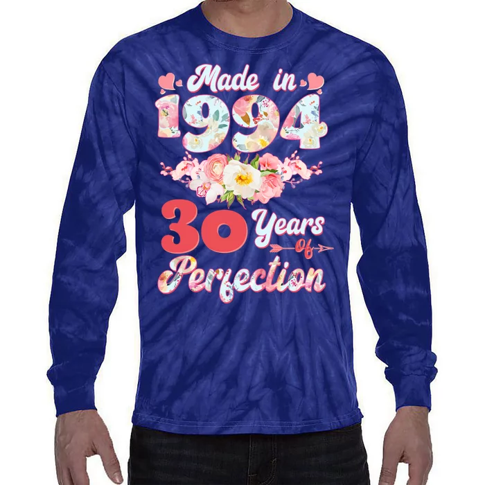 Flower Floral Made In 1994 30 Years Of Perfection Tie-Dye Long Sleeve Shirt