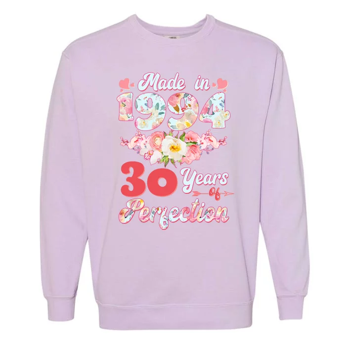 Flower Floral Made In 1994 30 Years Of Perfection Garment-Dyed Sweatshirt