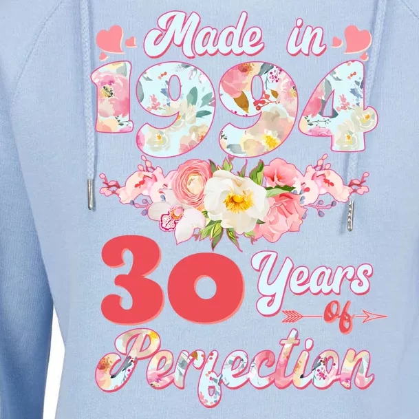 Flower Floral Made In 1994 30 Years Of Perfection Womens Funnel Neck Pullover Hood