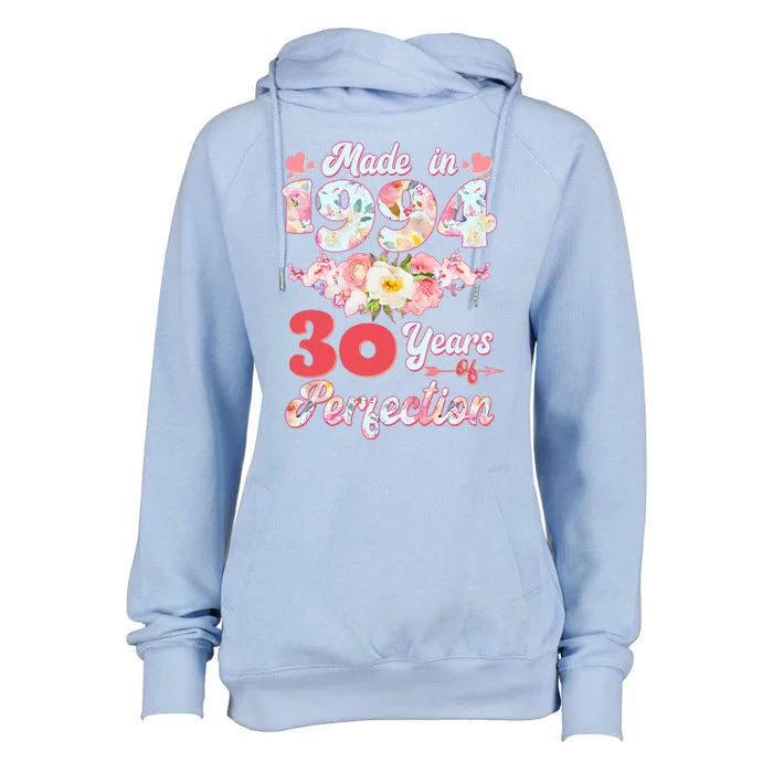 Flower Floral Made In 1994 30 Years Of Perfection Womens Funnel Neck Pullover Hood