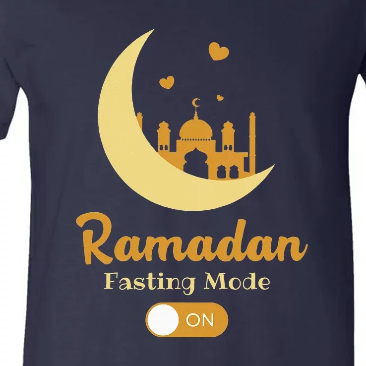 Funny Fasting Mode Ramadan On Cool Islamic Fasting V-Neck T-Shirt