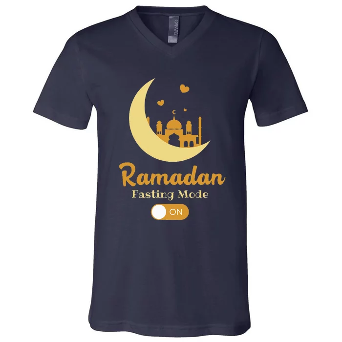 Funny Fasting Mode Ramadan On Cool Islamic Fasting V-Neck T-Shirt