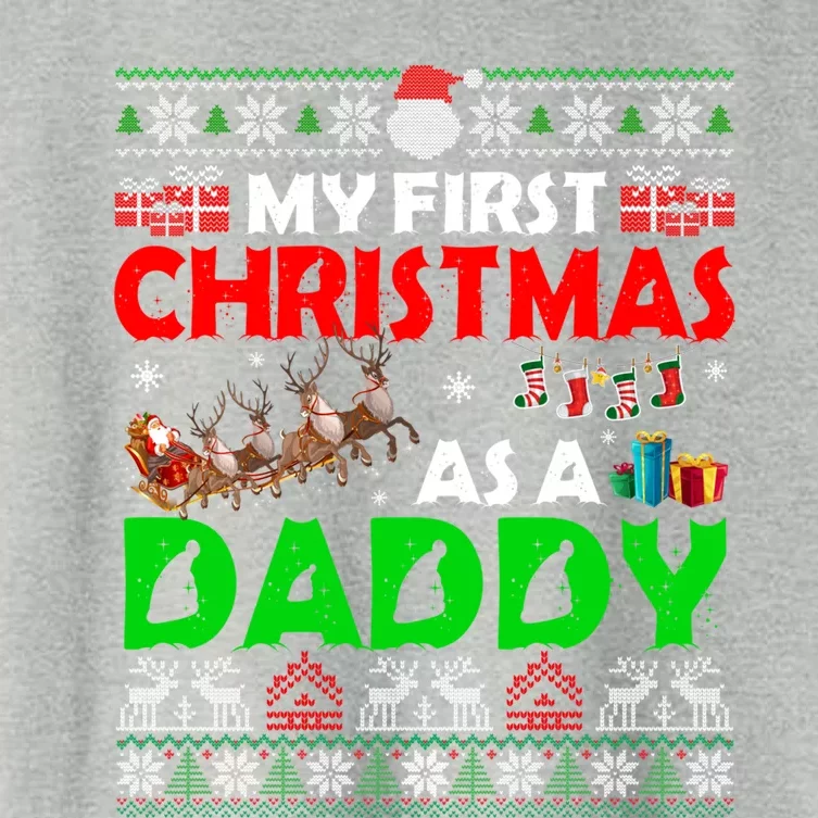 Funny Family My 1st Christmas As A Daddy Ugly Xmas Sweater Funny Gift Women's Crop Top Tee