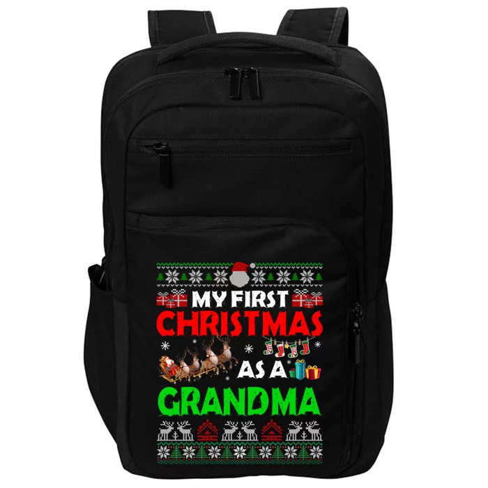 Funny Family My 1st Christmas As A Grandma Ugly Xmas Sweater Cute Gift Impact Tech Backpack