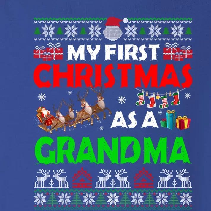 Funny Family My 1st Christmas As A Grandma Ugly Xmas Sweater Cute Gift Toddler Long Sleeve Shirt