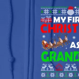 Funny Family My 1st Christmas As A Grandma Ugly Xmas Sweater Cute Gift Full Zip Hoodie