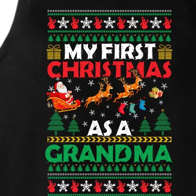 Funny Family My 1st First Christmas As A Grandma Ugly Xmas Meaningful Gift Ladies Tri-Blend Wicking Tank