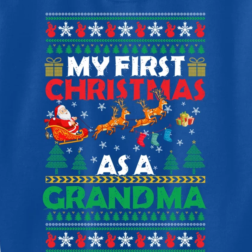 Funny Family My 1st First Christmas As A Grandma Ugly Xmas Meaningful Gift Kids Sweatshirt