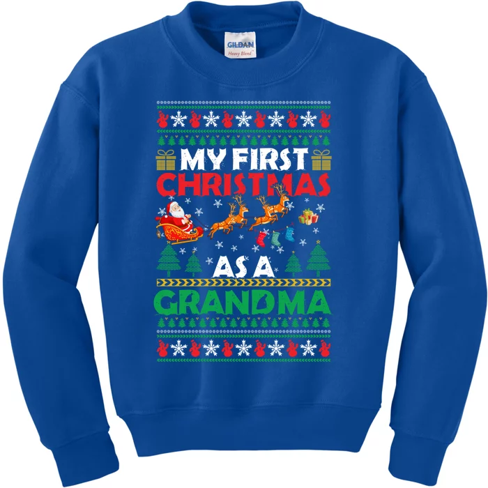 Funny Family My 1st First Christmas As A Grandma Ugly Xmas Meaningful Gift Kids Sweatshirt