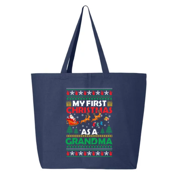 Funny Family My 1st First Christmas As A Grandma Ugly Xmas Meaningful Gift 25L Jumbo Tote