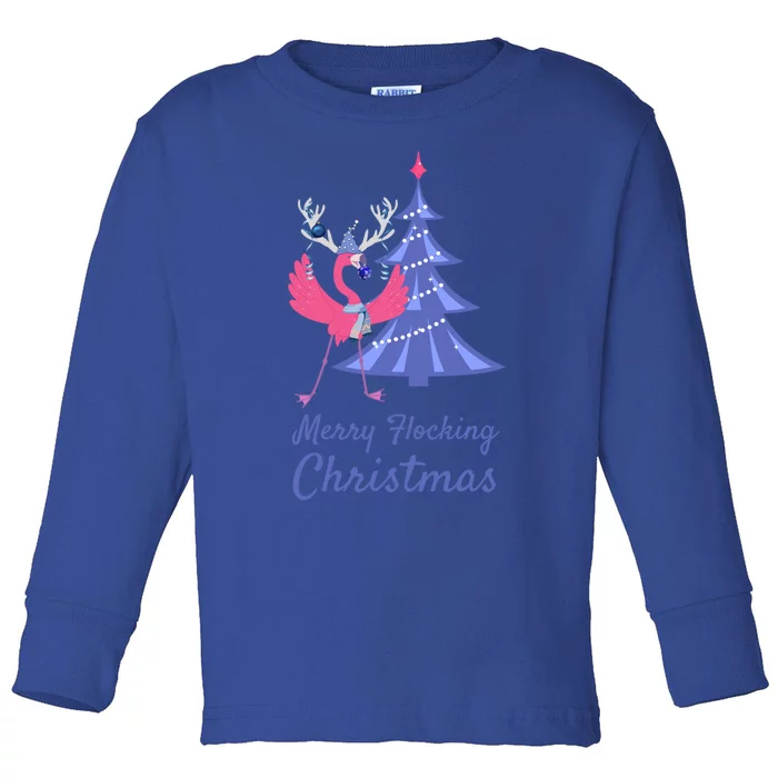 Funny Flamingo Merry Flocking Christmas Tree Decorating Great Gift Toddler Long Sleeve Shirt