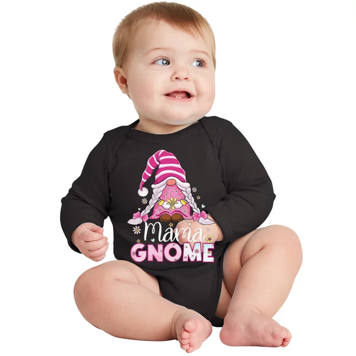 Flower For Mom Gnomies Cute Gnome Mom Happy Mother's Day Baby Long Sleeve Bodysuit