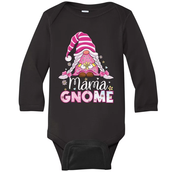 Flower For Mom Gnomies Cute Gnome Mom Happy Mother's Day Baby Long Sleeve Bodysuit