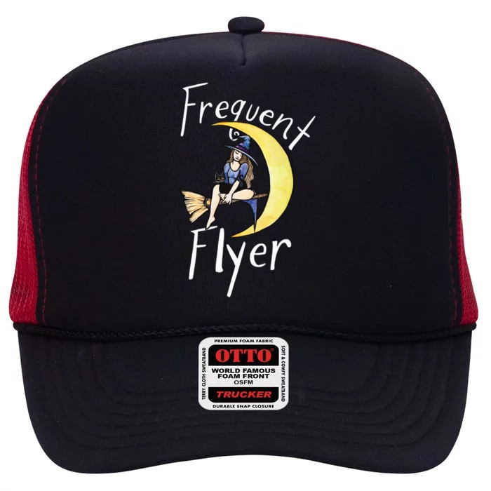 Frequent Flyer Moon Witch Meaningful Gift High Crown Mesh Trucker Hat