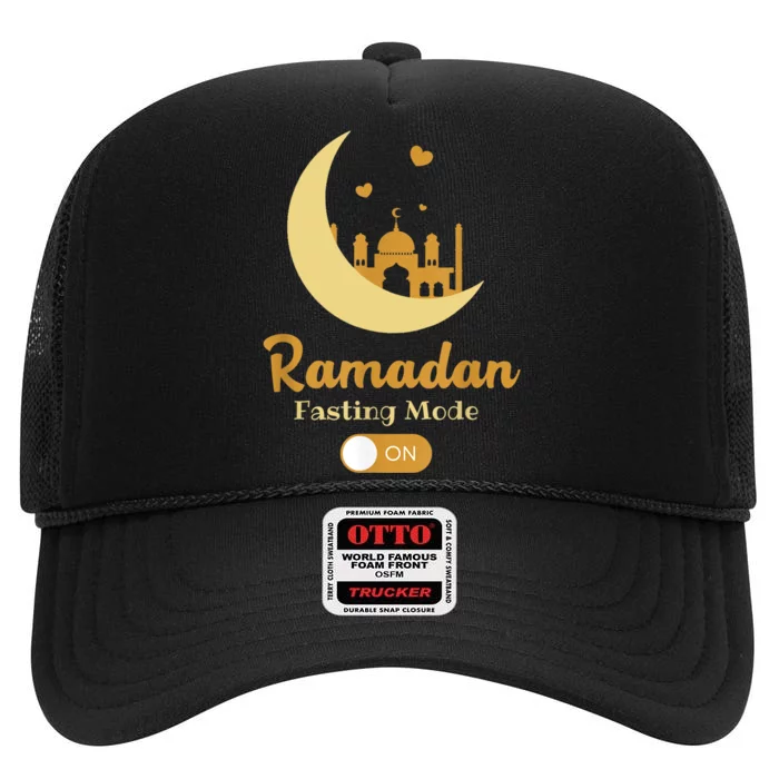 Funny Fasting Mode Ramadan On Cool Islamic Fasting For High Crown Mesh Trucker Hat