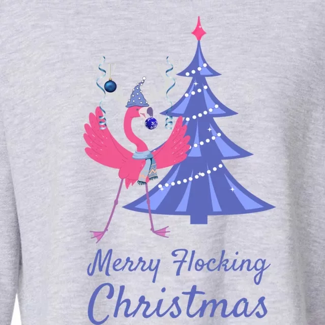 Funny Flamingo Merry Flocking Christmas Tree Decorating Great Gift Cropped Pullover Crew