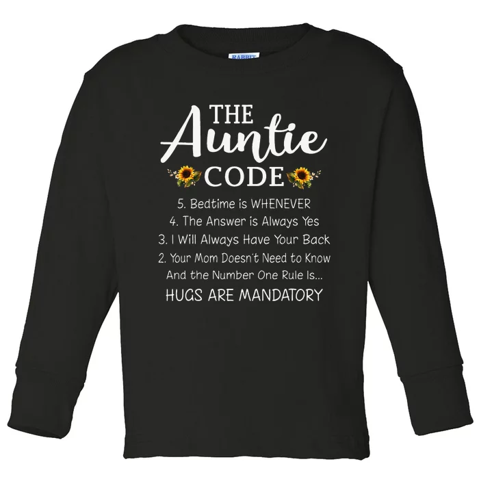 Funny Family Matching Gifts For Aunt The Auntie Code Toddler Long Sleeve Shirt