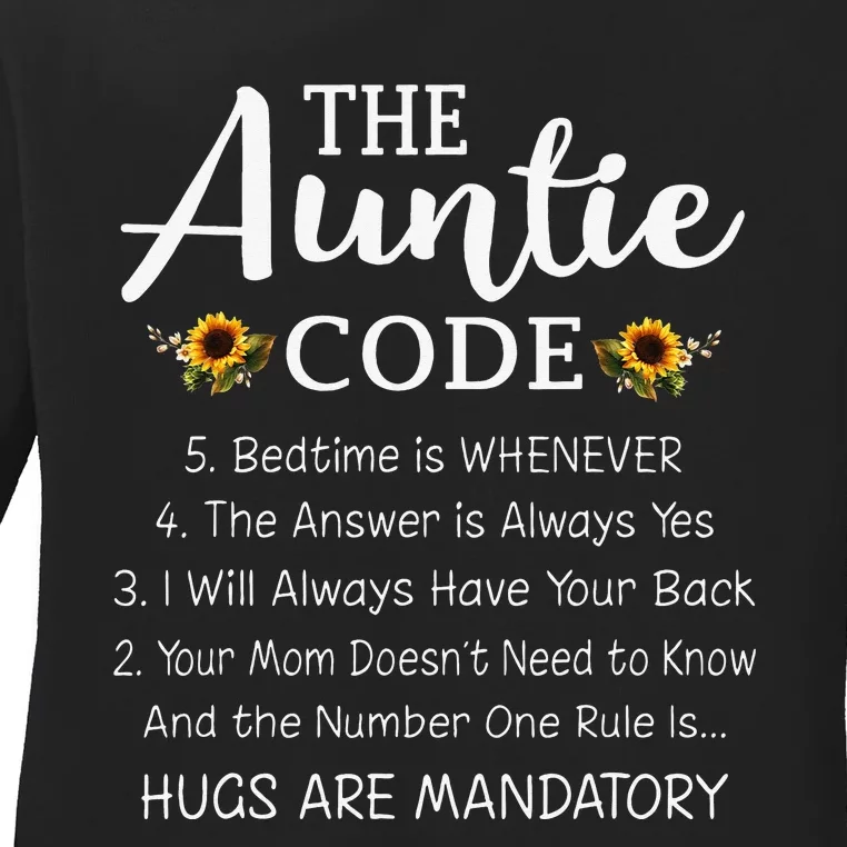 Funny Family Matching Gifts For Aunt The Auntie Code Ladies Long Sleeve Shirt