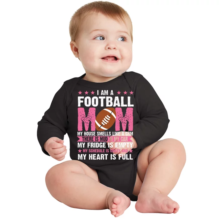 Funny Football Mom Quote Fan Baby Long Sleeve Bodysuit