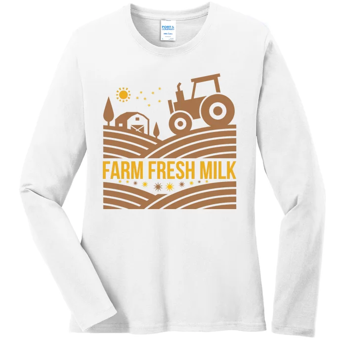 Farm Fresh Milk Ladies Long Sleeve Shirt