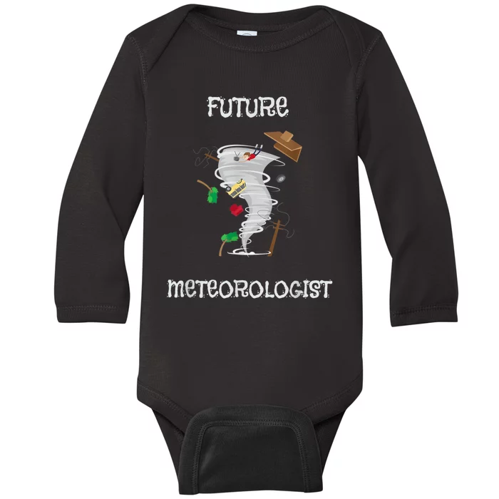 Funny Future Meteorologist Tornado & Hurricane Storm Weather Baby Long Sleeve Bodysuit