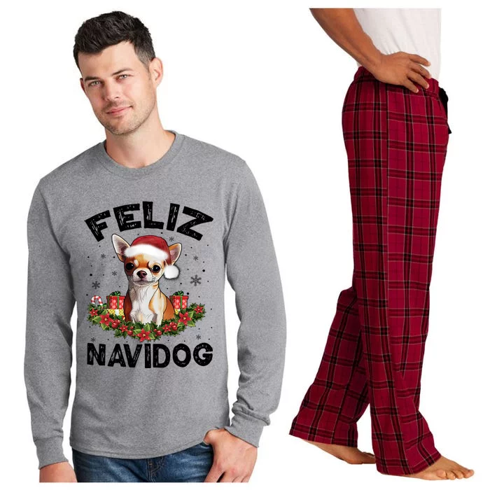 Funny Feliz Navidog Chihuahua Dog Lover Gift Christmas Cute Gift Long Sleeve Pajama Set