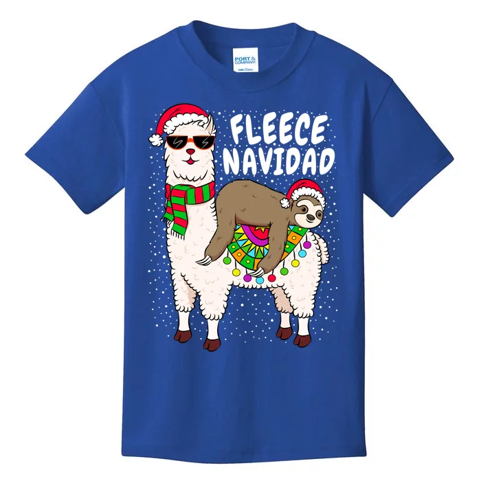 Fleece Feliz Navidad Sloth Riding Llama Christmas Sweater Gift Kids T-Shirt