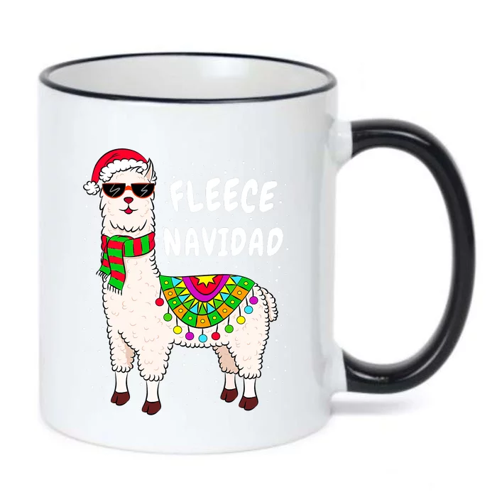 Fleece Feliz Navidad Llama Christmas Cute Xmas Gift Black Color Changing Mug