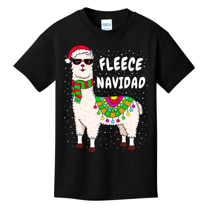 Fleece Feliz Navidad Llama Christmas Cute Xmas Gift Kids T-Shirt