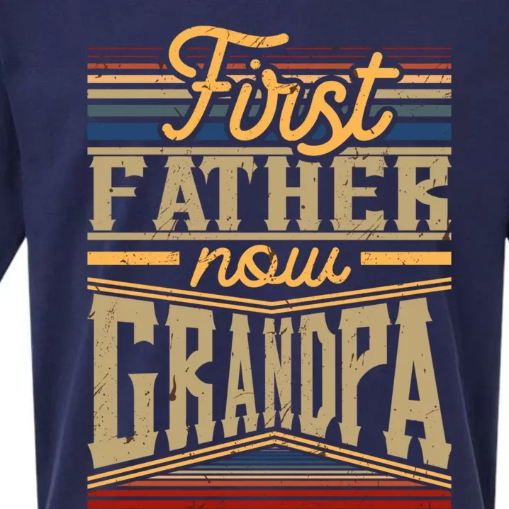 First Father Now Grandpa Great Gift Sueded Cloud Jersey T-Shirt