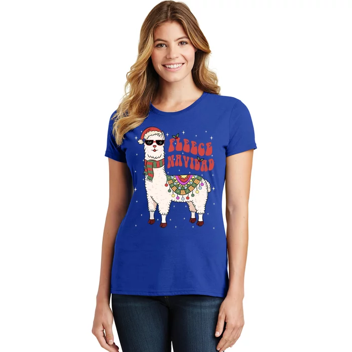 Fleece Feliz Navidad Llama Christmas Cute Xmas Gift Cool Gift Women's T-Shirt