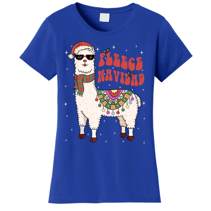 Fleece Feliz Navidad Llama Christmas Cute Xmas Gift Cool Gift Women's T-Shirt