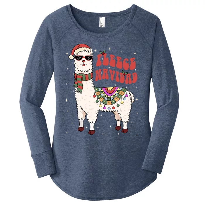 Fleece Feliz Navidad Llama Christmas Cute Xmas Gift Cool Gift Women's Perfect Tri Tunic Long Sleeve Shirt