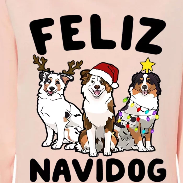 Funny Feliz Navidog Australian Shepherd Dog Lover Gift Xmas Cute Gift Womens California Wash Sweatshirt