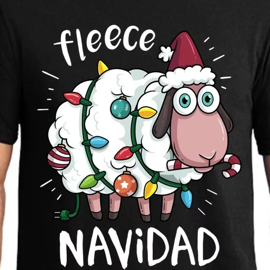 Fleece Feliz Navidad Funny Cute Sheep Christmas Sweatshirt Pajama Set