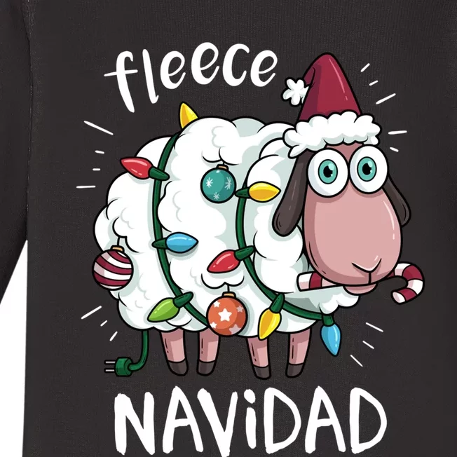 Fleece Feliz Navidad Funny Cute Sheep Christmas Sweatshirt Baby Long Sleeve Bodysuit