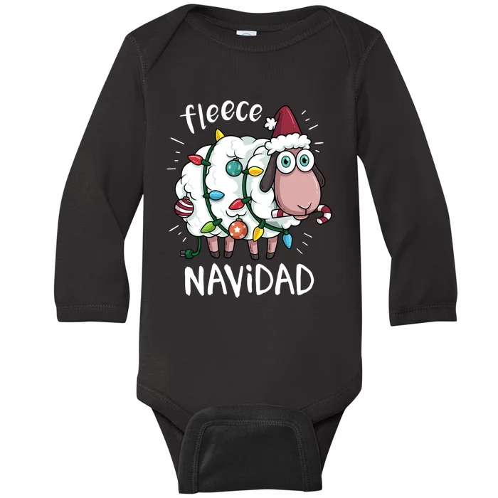 Fleece Feliz Navidad Funny Cute Sheep Christmas Sweatshirt Baby Long Sleeve Bodysuit