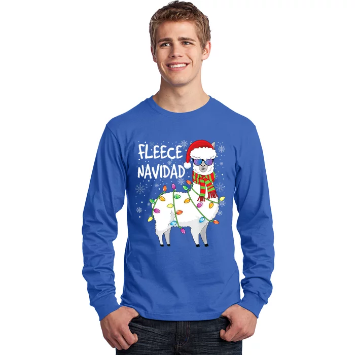 Fleece Feliz Navidad Llama Christmas Long Sleeve Shirt