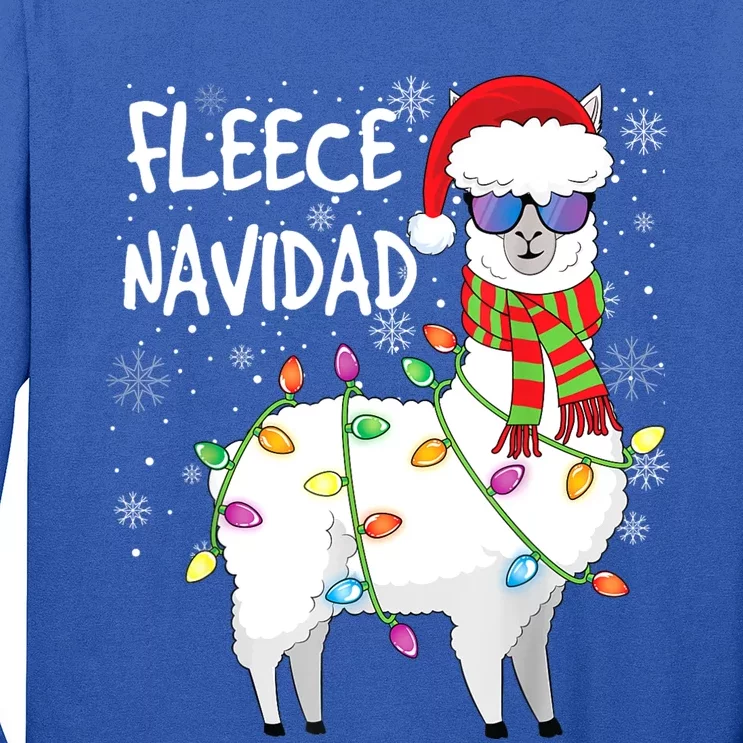 Fleece Feliz Navidad Llama Christmas Long Sleeve Shirt