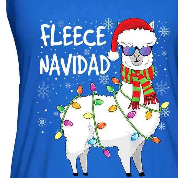 Fleece Feliz Navidad Llama Christmas Ladies Essential Flowy Tank