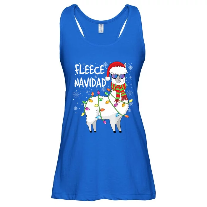 Fleece Feliz Navidad Llama Christmas Ladies Essential Flowy Tank