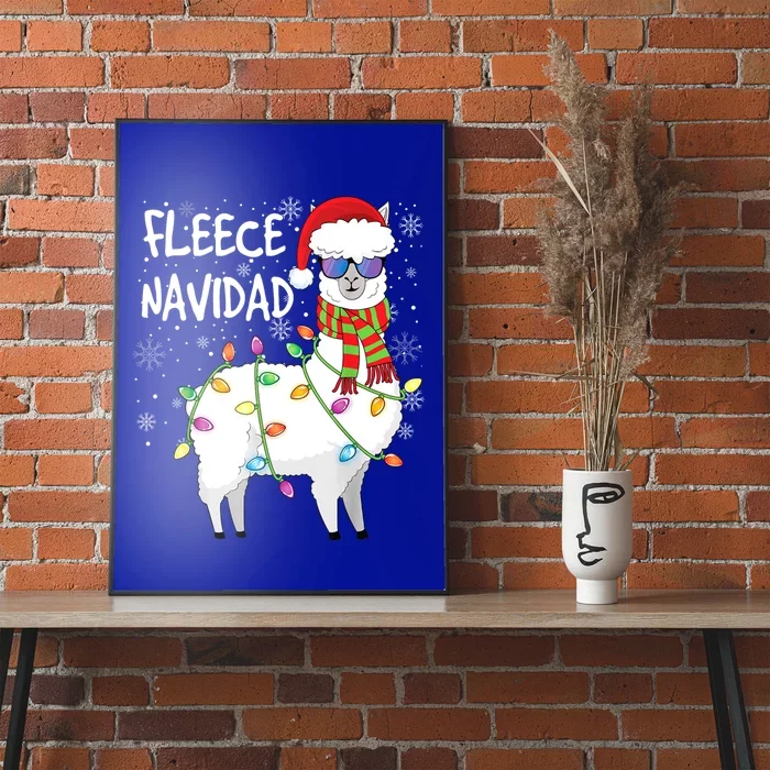 Fleece Feliz Navidad Llama Christmas Poster