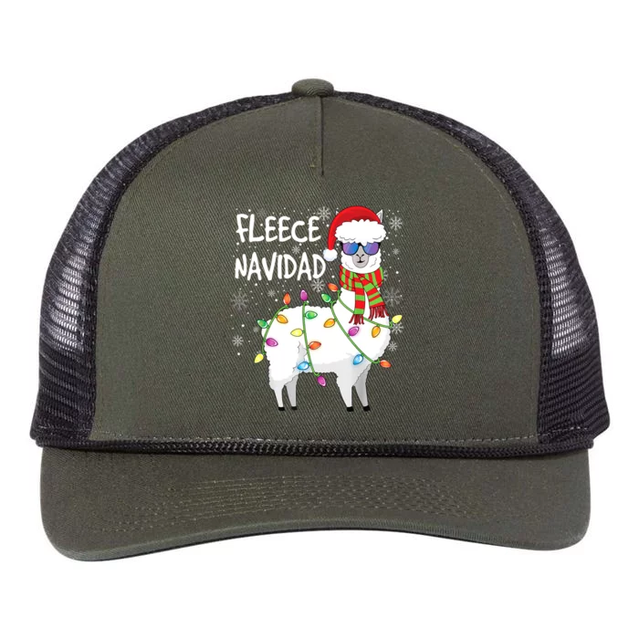 Fleece Feliz Navidad Llama Christmas Retro Rope Trucker Hat Cap